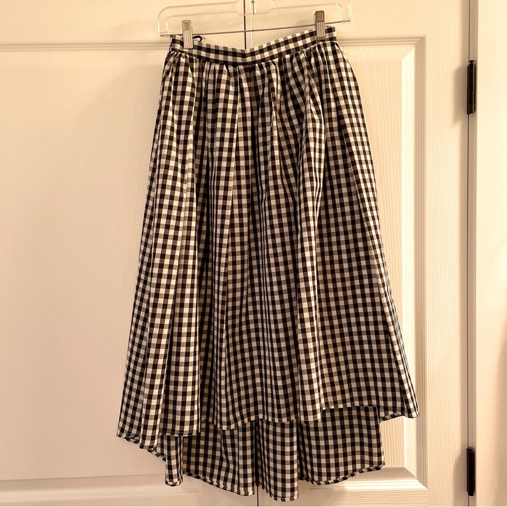Black and White Checked Midi Skirt